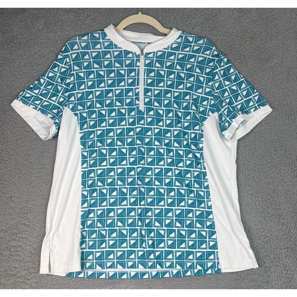 Lillie Green Golf Top XL Green Geometric Collar Stretch Tennis Golf Athleisure